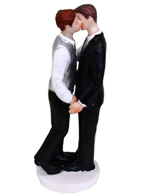 Gay Grooms Kissing Cake Topper